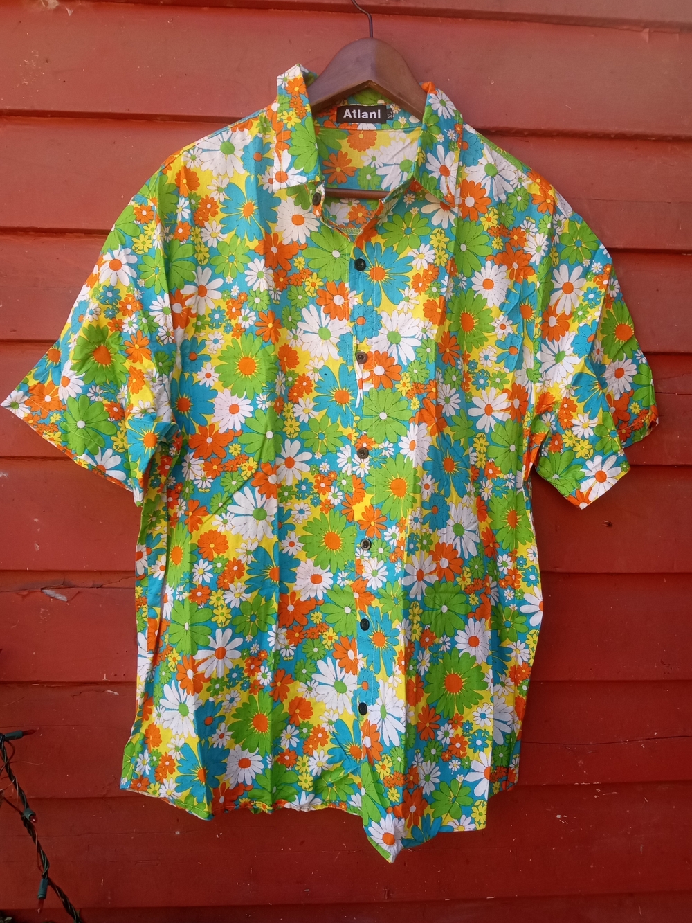 Atlanl Men’s Short Sleeve Floral Button-Up Shirt XL